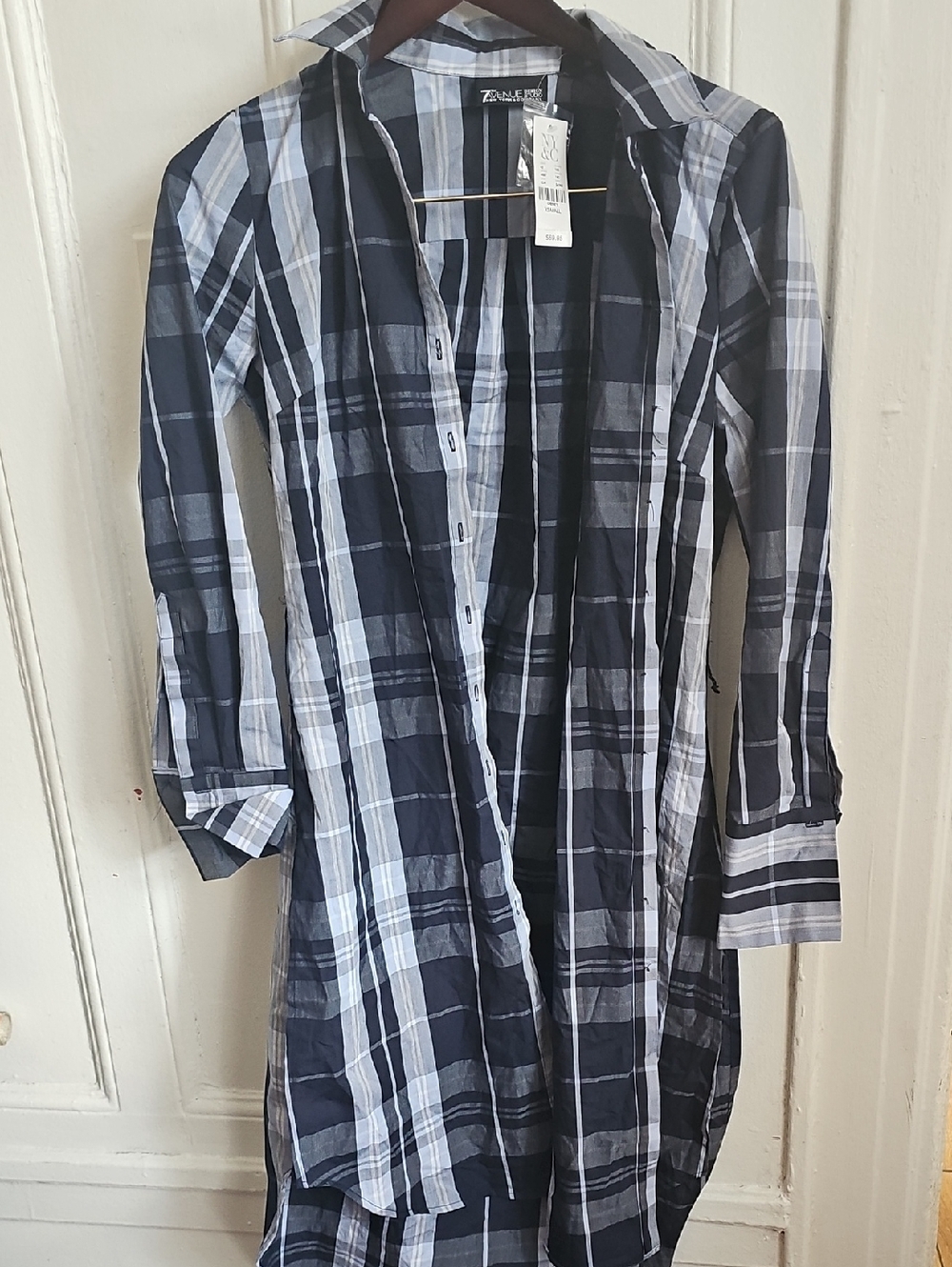 Black and White Plaid Women’s Tunic Top